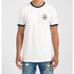 เสื้อยืดคอกลมสำหรับผู้ชายและผู้หญิงเสื้อยืดคอกลมคอตตอนตัดกันเสื้อยืดริงเกอร์เข้ารูปแบบ100% กำหนดเอง - Product Image 2