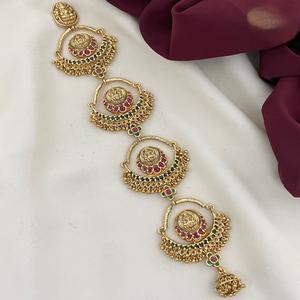 Esmalte de oro antiguo Jadau de calidad superior con aspecto de piedras, joyería para el cabello, estilo tradicional para colección de ropa de boda para mujer - Product Image 1