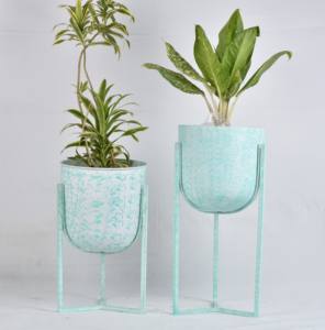 กระถางต้นไม้เคลือบสีน้ำเงินสดใส น้ำหนักเบา ทนทาน เป็นมิตรกับสิ่งแวดล้อม ขายส่งจำนวนมาก ทันสมัย เหมาะสำหรับใช้ในบ้าน โรงแรม สวน หรือวางบนพื้น - Product Image 2