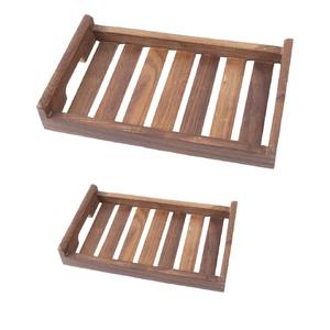 Elegante bandeja de servicio de hotel de lujo ecológica más grande de madera anidada otomana tocador bandejas decorativas para servir platos - Product Image 4