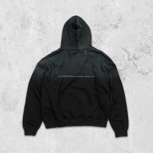 Sweat-shirt à capuche surdimensionné et court en coton de luxe, délavé et bicolore, avec impression personnalisée en relief, 500 g/m² - Product Image 6