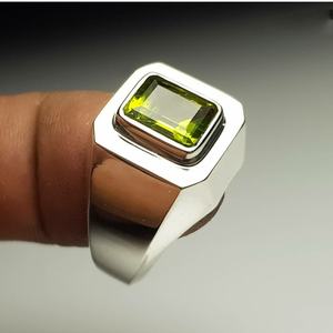 แหวนเงินสเตอร์ลิงประดับเพชรเพอริดอทสีเขียวสำหรับงานแต่งงานแหวนวิตารหมั้นแบบวินเทจทำจาก925 - Product Image 2