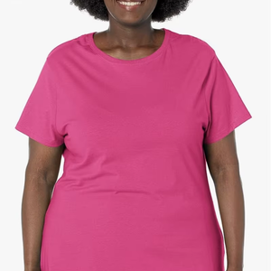 Custom Logo Embroidered Women Plus Size Short Sleeve Crew Neck Tee Bangladesh Factory Wholesale New Arrival Casual Tops - Product Image 1