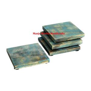 Nouvel ensemble de sous-verres en bois de conception moderne de qualité traditionnelle avec le produit poli de forme ronde de matériel de résine pour les outils de cuisine à la maison - Product Image 3