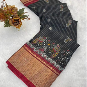 India más vendido diseñador elegante Dola Doby Jari seda impresa Saree exclusiva blusa elegante étnica última ropa de fiesta - Product Image 1