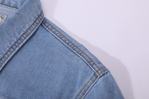 แจ็คเก็ตผ้ายีนส์เข้ารูปสำหรับผู้ชายแจ็คเก็ตลำลองคอปกสีทึบกระดุมแถวเดียวสำหรับฤดูใบไม้ผลิฤดูใบไม้ร่วง - Product Image 3