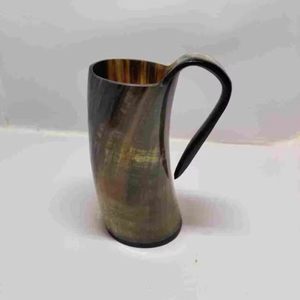 Taza de cuerno natural hecha a mano, taza de cerveza de estilo vikingo pulido, taza para beber de cuerno de búfalo Premium - Product Image 1
