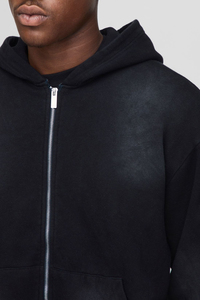 100% cotton Acid wash Basics <b>Black</b> Zipper Fleece Hoodies Custom Printed logo Winter Casual <b>Men's</b> Autumn Hoodies & <b>Sweatshirts</b> - Product Image 3