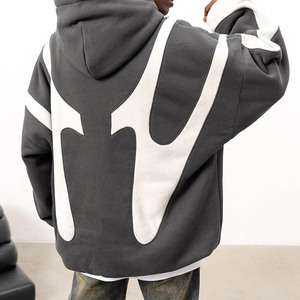 เสื้อมีฮู้ดสำหรับผู้ชายเสื้อฮู้ดขนแกะ350gsm หลากสีปะติดเสื้อแนวสตรีทเสื้อคอปกเสื้อสเวตเตอร์มีฮู้ดโอเวอร์ไซส์แบบกำหนดเอง - Product Image 5
