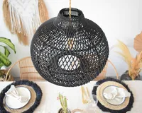 Lampe de plafond, veilleuse, best-seller, artisanat traditionnel, abat-jour en rotin, lampe suspendue, métal, osier, fibre de bambou