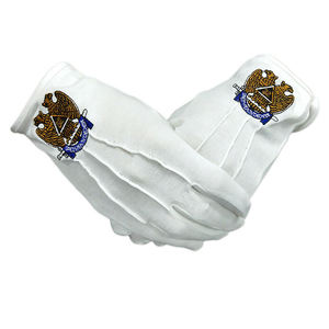 Master Mason Lodge Guantes de cuero con bordado cuadrado y brújula Freemason Regalia Ribbon Fabric Lodge - Product Image 2