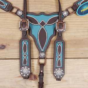 Trending Copper Rings Leather Horse Tack Set Headstall Breast Plate Genuine Leather Lightweight Seasonal Horse Ridding Equipment - Product Image 2