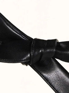 Otoño 2025 moda mujer PU cuero abrigo corto ajustado Cruz encaje cintura manga larga chaqueta solapa cuello sólido fino XL para primavera - Product Image 5