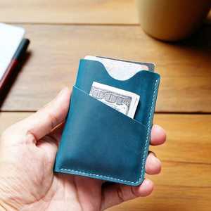 Porte-cartes en cuir véritable Portefeuille mince fait main avec bords polis durables Organisateur élégant pour HLC-0074 cadeaux - Product Image 2