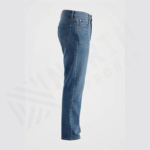 Jeans rétro pour homme, style estival, coupe droite, pantalon large et long, motif uni, taille mi-haute, décontracté, formel, denim, couleur personnalisée - Product Image 3