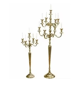 Candélabre de table de mariage bougeoir cinq bras candélabre conique pièce maîtresse argent brillant polonais fait à la main - Product Image 3