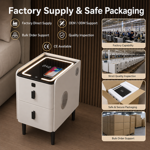 Intelligent <strong>Bedside</strong> <strong>Table</strong> with 15W Wireless Charger Fingerprint Security Lock Bluetooth Sound System <strong>LED</strong> Light Nightstand - Product Image 6