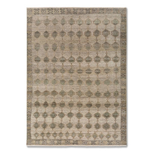 Tapis en laine noués à la main Erbe Green, motif géométrique abstrait, design puzzle rectangulaire pour la maison, le salon, la chambre à coucher - EA-3134 - Product Image 1
