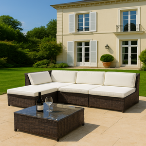 Juego de sofás de ratán polivinílico de lujo, muebles de salón de mimbre para exteriores resistentes a la intemperie para piscina, patio o balcón - Product Image 1