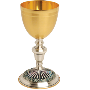 Ensemble de calice et de patène de conception ornée d'or lourd finition en or terne conception ornée accessoires religieux de qualité supérieure - Product Image 4