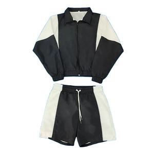 Conjunto de Chaqueta Cortavientos y Pantalones Cortos Deportivos Personalizados, con Capucha, Reflectantes, con Cremallera, de Nailon, Dos Piezas - Product Image 5