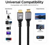 Câble 2.2 Ultra HD 16K 60Hz 96 Gbps à haute vitesse, blindage combiné en nylon tressé, pour moniteur et projecteur OEM