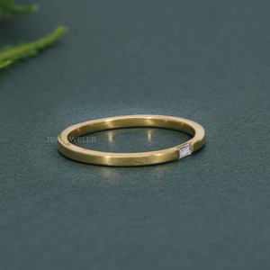 Anillo de boda de oro sólido de 14K con diamante cultivado en laboratorio Esmeralda VVS certificado IGI de estilo minimalista, joyería fina de gama alta para mujer - Product Image 5