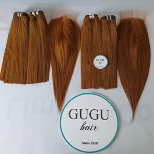 Extensiones de cabello humano vietnamita 100% Paquetes y cierres marrones y negros Etiqueta privada para mujeres negras - Product Image 1