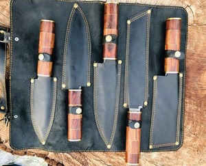 Vente en gros personnalisé Qualité supérieure OEM ODM Service LAMES PRESTIGE Ensemble de 5 couteaux de chef ambidextres faits à la main en acier Damas - Product Image 6