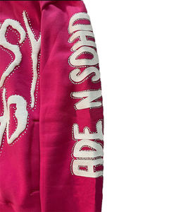 Ensemble de survêtement deux pièces en coton personnalisé pantalons de survêtement évasés empilés et sweats à capuche zippés unisexe pour hommes femmes survêtement imprimé bouffant - Product Image 4