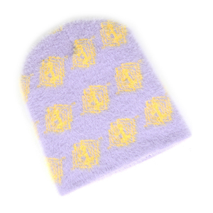 OEM Bonnet personnalisé en tricot de mohair à fourrure douce sur toute la surface imprimé graphique Jacquard Bonnets pelucheux personnalisés pour hommes et femmes - Product Image 4