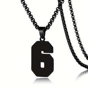 Argent personnalisé 0-99 chiffres collier Football Sport équipe bijoux cadeau pour hommes en acier inoxydable athlète numéro collier - Product Image 3