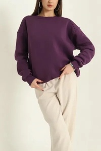 Sweat-shirts décontractés pour femmes de couleur unie, fabricants d'usines de vêtements d'hiver OEM, sweat-shirt chaud pour femmes de couleur unie - Product Image 5