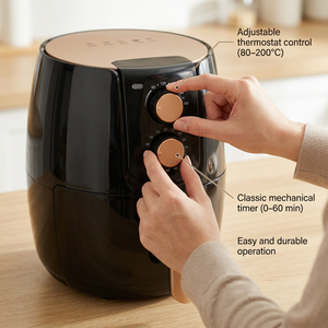Friteuse à air électrique 3,5 L en gros d'usine, contrôle mécanique à double bouton, panier antiadhésif, 1400W, friteuse saine sans huile pour OEM/ODM - Product Image 1