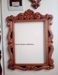 Marco de espejo de madera maciza de lujo con trabajo hecho a mano refinado y elegancia tradicional para interiores de dormitorios Premium - Product Image 2