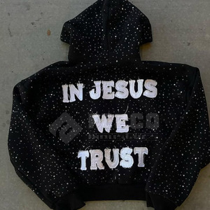 เสื้อฮู้ดผู้ชายเท่ๆ ประดับเพชรเทียม สำหรับฤดูหนาว ระบายอากาศได้ดี ผลิตจากผ้าโพลีเอสเตอร์/คอตตอนผสม สไตล์สตรีทแวร์ แฟชั่นเสื้อคลุมลำลองสุดเทรนดี้ - Product Image 3