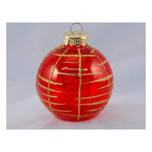 Adorno de plástico para árbol de Navidad, bola de 6 cm, roja y dorada, con diseño de Papá Noel, TE191549, 1 unidad - Product Image 1