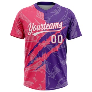 Maillot de baseball à deux boutons 100% polyester Impression numérique Respirant Commande en gros disponible - Product Image 2