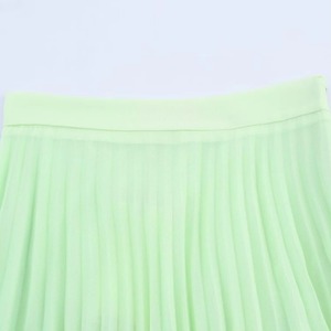 Jupe longue plissée à fermeture éclair verte pour femmes mode décontractée respirante avec taille naturelle pour l'été - Product Image 4