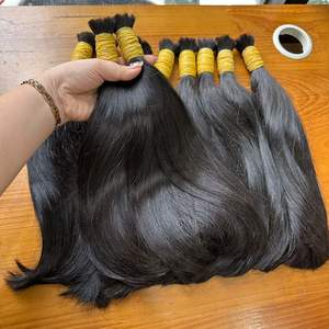 Extensions de Cheveux Humains Vietnamiens Courts Raides Noirs Remy avec Cuticule de Donneur Unique et Alignée avec Lace Closure - Product Image 5