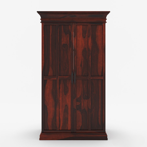 Meuble en bois de Java, meuble de bar haut en teck massif et fer, design antique, porte-bouteilles à vin, miroir, rangement, portes fixes - Product Image 2