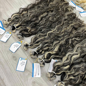 Extensiones de cabello Remy virgen vietnamita Trama de piel de onda natural en cabello humano Rubio piano 100% dibujado Doble - Product Image 1