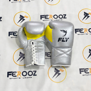 Gants de boxe en cuir de vache véritable bleu marine/argentés personnalisés en gros, gants de MMA et de Muay Thai sur mesure - Product Image 6