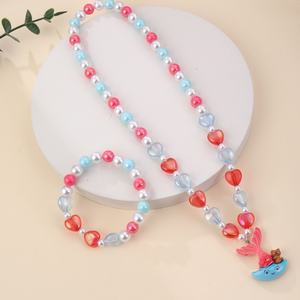 ชุดเครื่องประดับสร้อยคอและกำไลข้อมือรูปหมีและปลาสำหรับเด็กผู้หญิง ชุดเจ้าหญิงสำหรับแต่งตัวเล่นบทบาทสมมติ ของขวัญสำหรับงานปาร์ตี้ ของชำร่วยงานปาร์ตี้ - Product Image 4