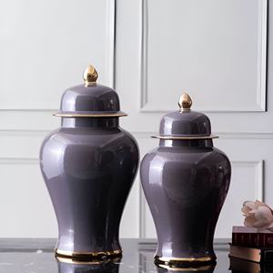 Elegante estampado de leopardo tarros de jengibre con tapa urna florero para sala de estar boda centro de mesa flor florero decorativo - Product Image 3