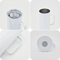 Entrepôt USA 20oz tasses vierges de sublimation à double paroi gobelets en acier inoxydable avec poignée paille et fond en caoutchouc