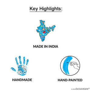 Vase en forme de Matki en terre cuite jaune de 15,2 cm, fait à la main, peint à la main, Madhubani, fabriqué en Inde - Product Image 6