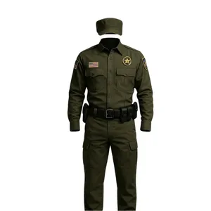 Conjunto de Uniforme de Seguridad Olive con Camisa, Pantalones, Cinturón y Gorra - Product Image 1
