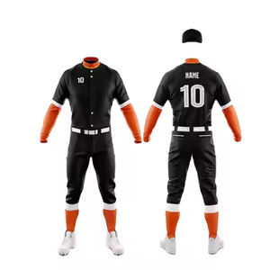 Prix d'usine direct nouveaux uniformes de baseball pour hommes haut de gamme sur mesure col en v bouton complet ensembles entièrement sublimés Style respirant - Product Image 3
