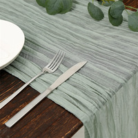Chemin de Table Mariage en Gaze Vert Sauge Émeraude – Nappe en Tissu de Fromage de Couleur Unie pour Mariages